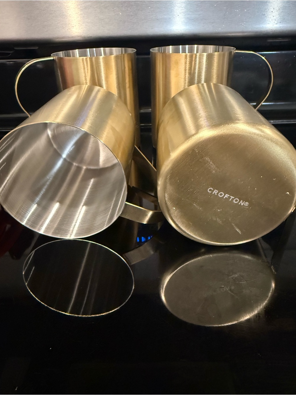 Crofton Gold Metallic Stainless Steel Mugs - Set of 4